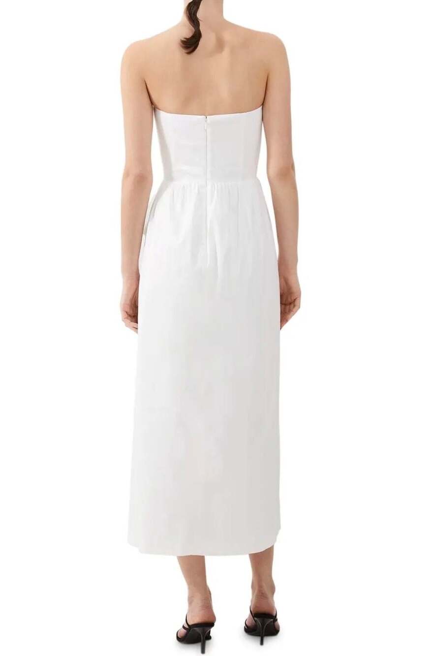 French Connection Florida Summer White Strapless Bow Maxi Dress Size 6 - Picture 1 of 10